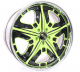 FOOSE KNIGHT Gloss Black w Green and Chrome Lip 19x8.5, +45, 5x112, Set of rim