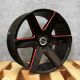  Strada Coda Gloss Black with Red Milled Spoke Edges 20x8.5 +35 5x112 72.6 Wheels Set of Rims